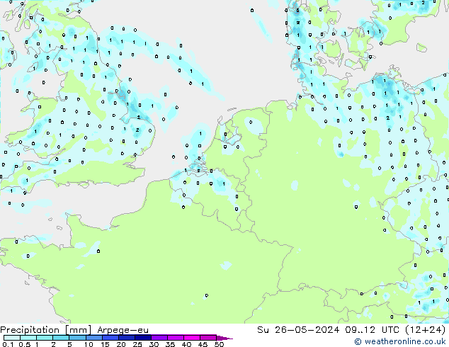 Srážky Arpege-eu Ne 26.05.2024 12 UTC