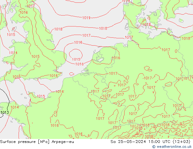 地面气压 Arpege-eu 星期六 25.05.2024 15 UTC