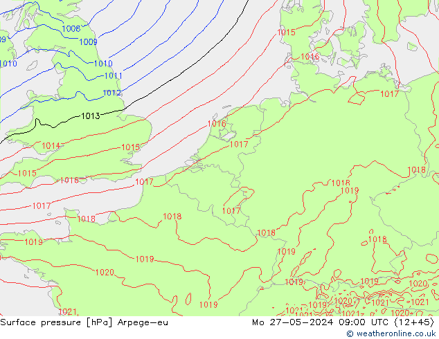 приземное давление Arpege-eu пн 27.05.2024 09 UTC