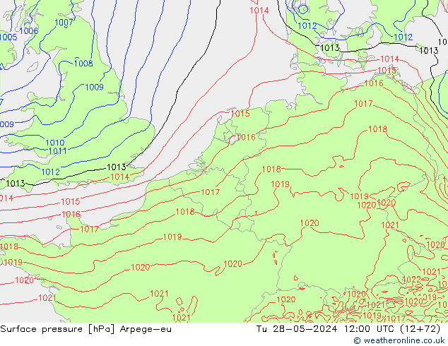 Surface pressure Arpege-eu Tu 28.05.2024 12 UTC