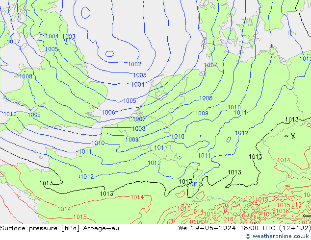 pression de l'air Arpege-eu mer 29.05.2024 18 UTC
