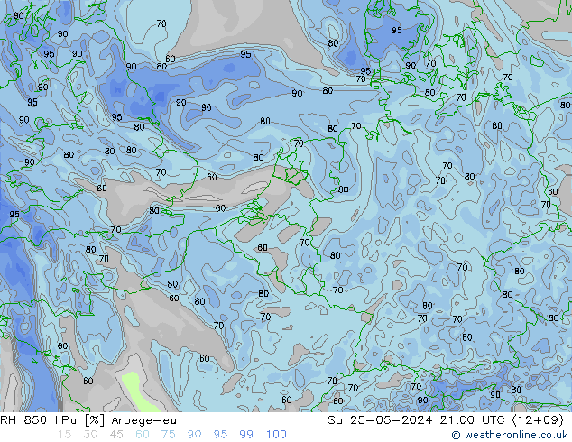 RV 850 hPa Arpege-eu za 25.05.2024 21 UTC