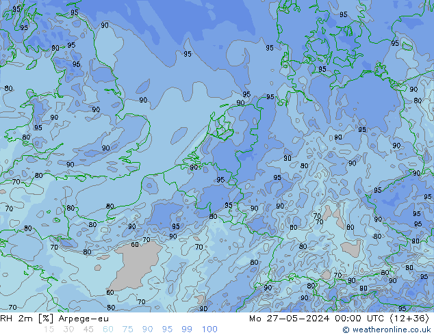 RH 2m Arpege-eu Po 27.05.2024 00 UTC
