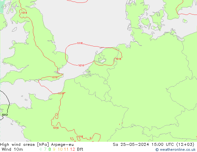 High wind areas Arpege-eu Sa 25.05.2024 15 UTC