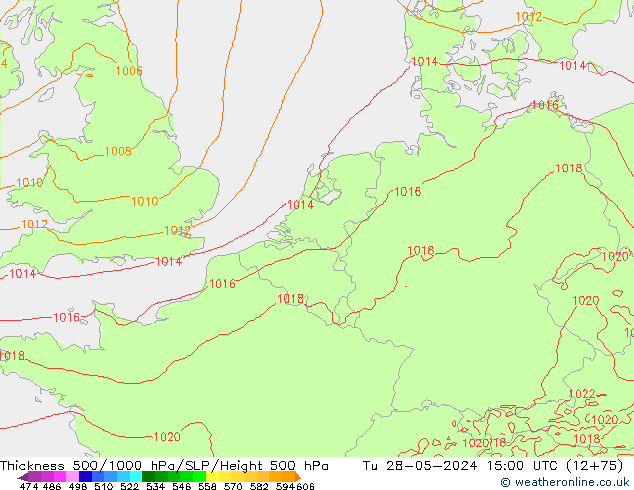 Schichtdicke 500-1000 hPa Arpege-eu Di 28.05.2024 15 UTC