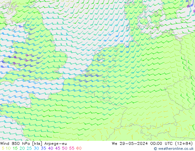 ветер 850 гПа Arpege-eu ср 29.05.2024 00 UTC
