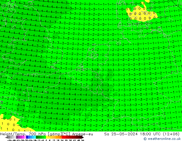 Height/Temp. 700 hPa Arpege-eu Sa 25.05.2024 18 UTC