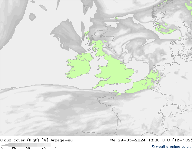 Bulutlar (yüksek) Arpege-eu Çar 29.05.2024 18 UTC