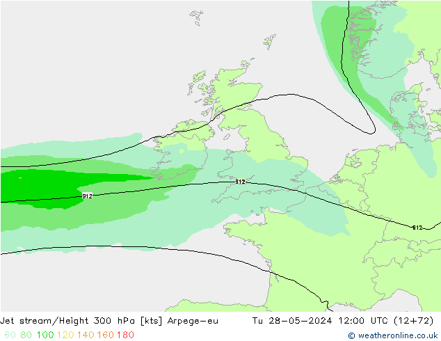 Jet stream Arpege-eu Ter 28.05.2024 12 UTC