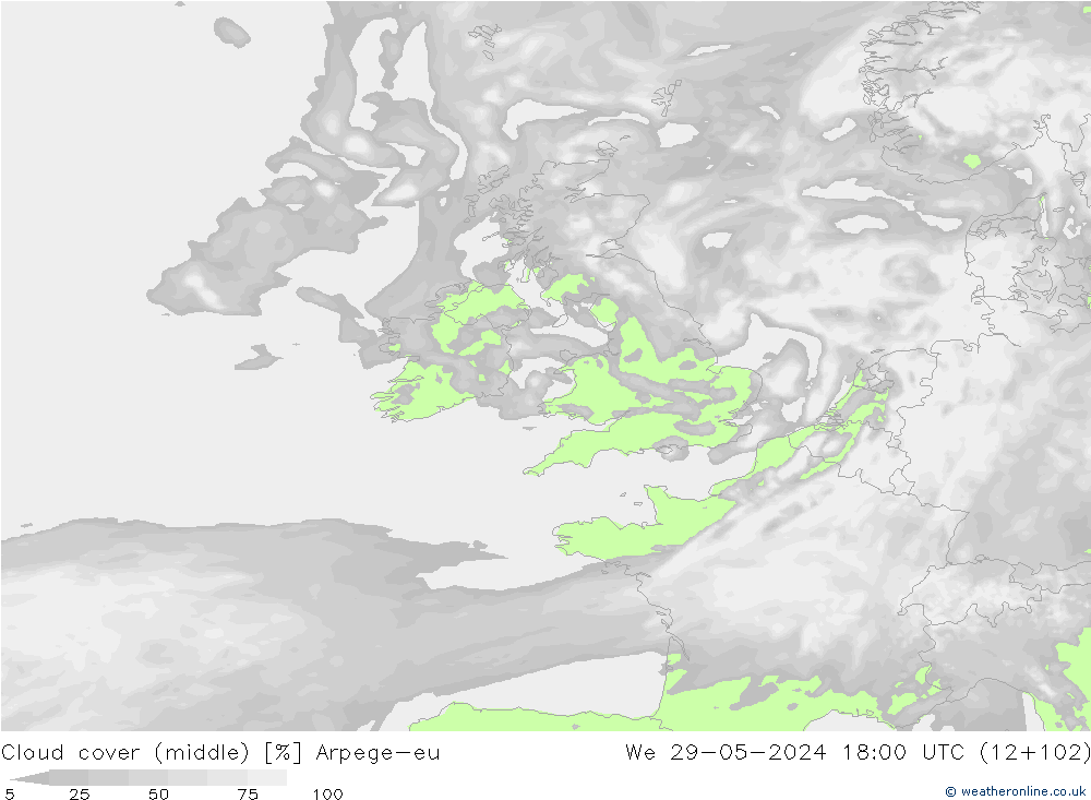 Bewolking (Middelb.) Arpege-eu wo 29.05.2024 18 UTC