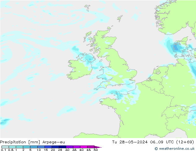 Srážky Arpege-eu Út 28.05.2024 09 UTC