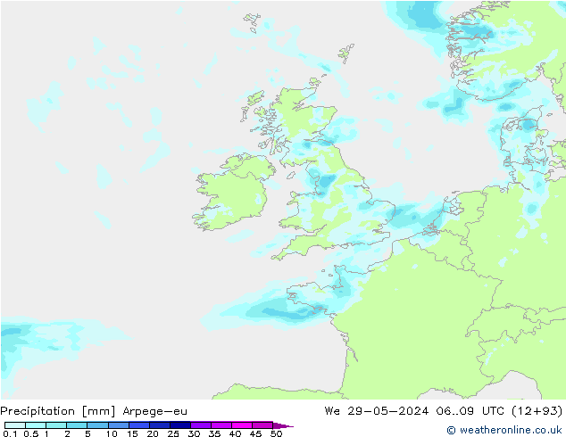 precipitação Arpege-eu Qua 29.05.2024 09 UTC