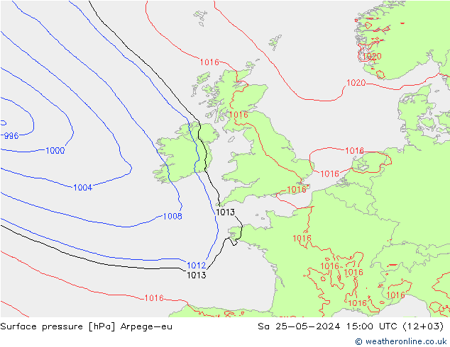 Surface pressure Arpege-eu Sa 25.05.2024 15 UTC