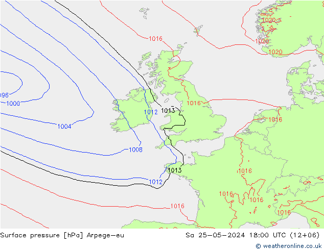 Luchtdruk (Grond) Arpege-eu za 25.05.2024 18 UTC