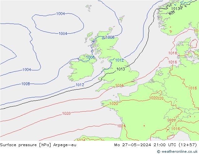 pression de l'air Arpege-eu lun 27.05.2024 21 UTC