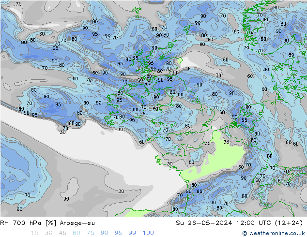 Humedad rel. 700hPa Arpege-eu dom 26.05.2024 12 UTC