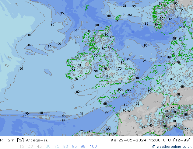 RH 2m Arpege-eu We 29.05.2024 15 UTC