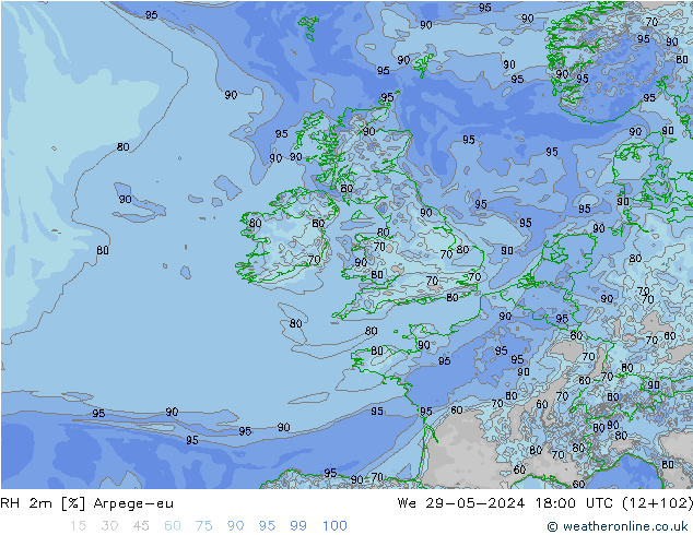 RH 2m Arpege-eu We 29.05.2024 18 UTC