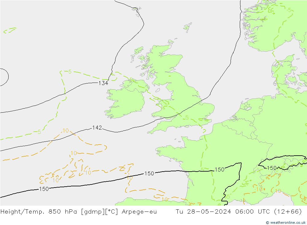 Height/Temp. 850 hPa Arpege-eu Ter 28.05.2024 06 UTC