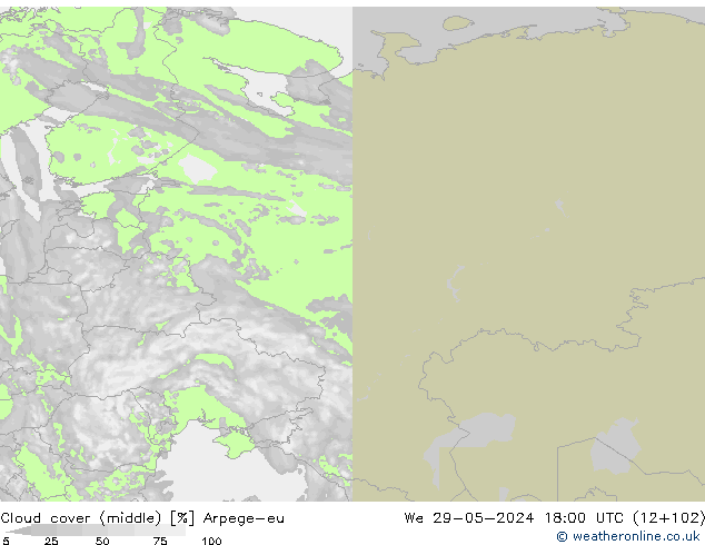 nuvens (médio) Arpege-eu Qua 29.05.2024 18 UTC