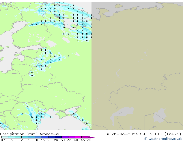 precipitação Arpege-eu Ter 28.05.2024 12 UTC