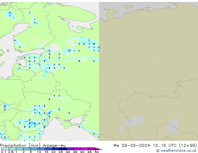 Precipitation Arpege-eu We 29.05.2024 15 UTC