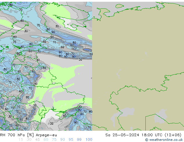 RH 700 hPa Arpege-eu Sa 25.05.2024 18 UTC