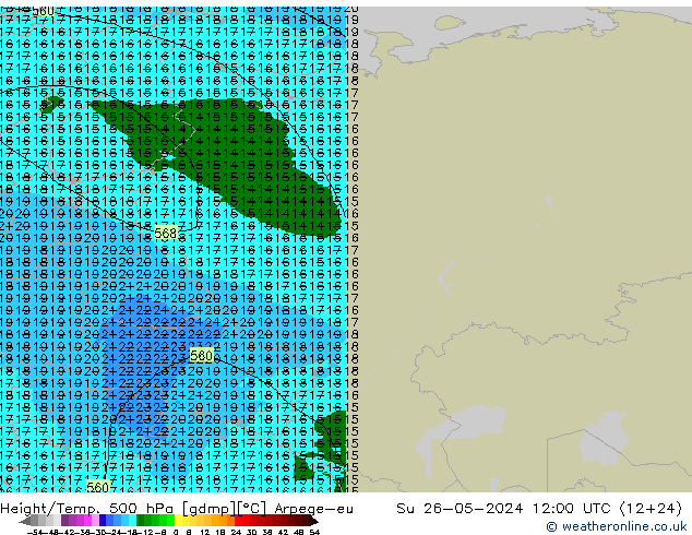 Hoogte/Temp. 500 hPa Arpege-eu zo 26.05.2024 12 UTC