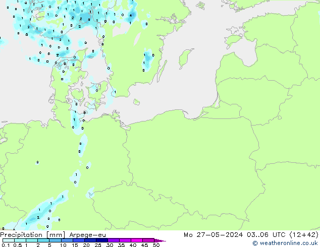 Precipitazione Arpege-eu lun 27.05.2024 06 UTC