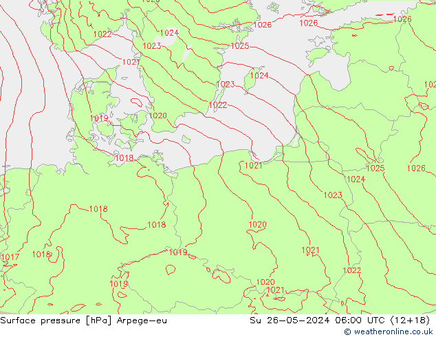 Atmosférický tlak Arpege-eu Ne 26.05.2024 06 UTC