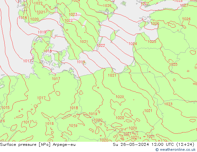 Surface pressure Arpege-eu Su 26.05.2024 12 UTC