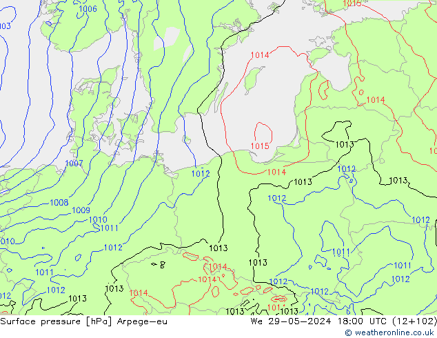 Luchtdruk (Grond) Arpege-eu wo 29.05.2024 18 UTC