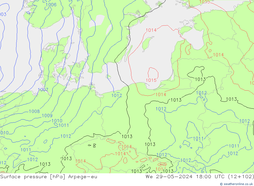 Yer basıncı Arpege-eu Çar 29.05.2024 18 UTC