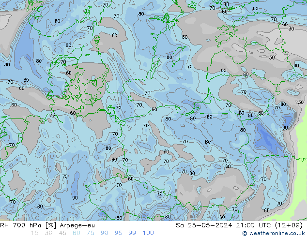 RV 700 hPa Arpege-eu za 25.05.2024 21 UTC