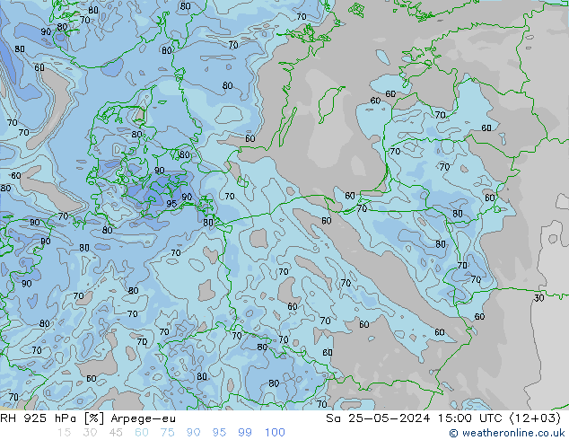 RH 925 hPa Arpege-eu Sa 25.05.2024 15 UTC