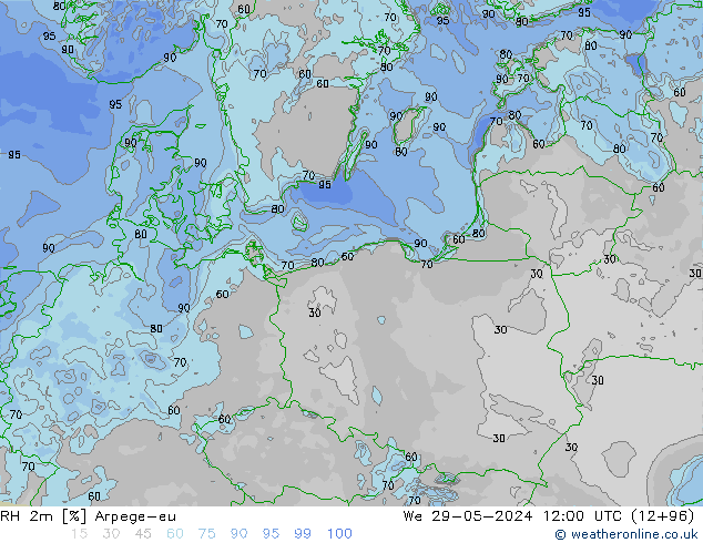 RH 2m Arpege-eu We 29.05.2024 12 UTC