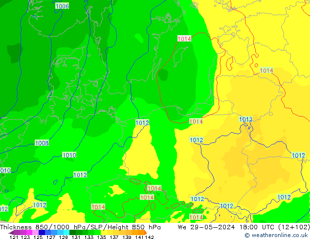 Thck 850-1000 hPa Arpege-eu St 29.05.2024 18 UTC