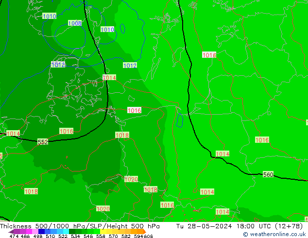 Thck 500-1000hPa Arpege-eu wto. 28.05.2024 18 UTC