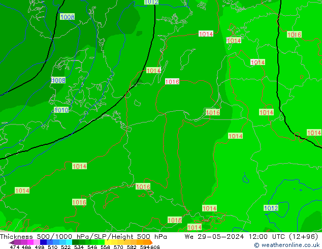 Thck 500-1000hPa Arpege-eu mer 29.05.2024 12 UTC