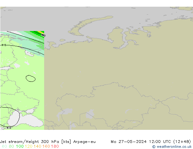 Jet stream/Height 300 hPa Arpege-eu Mo 27.05.2024 12 UTC