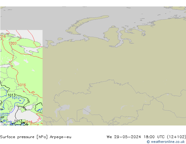 Atmosférický tlak Arpege-eu St 29.05.2024 18 UTC