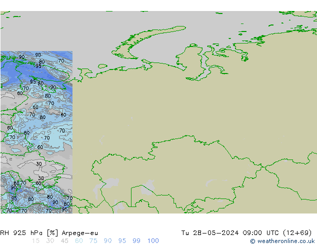 RH 925 hPa Arpege-eu  28.05.2024 09 UTC