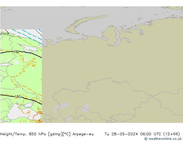 Height/Temp. 850 hPa Arpege-eu Tu 28.05.2024 06 UTC