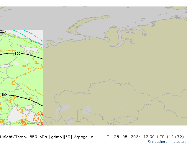 Yükseklik/Sıc. 850 hPa Arpege-eu Sa 28.05.2024 12 UTC