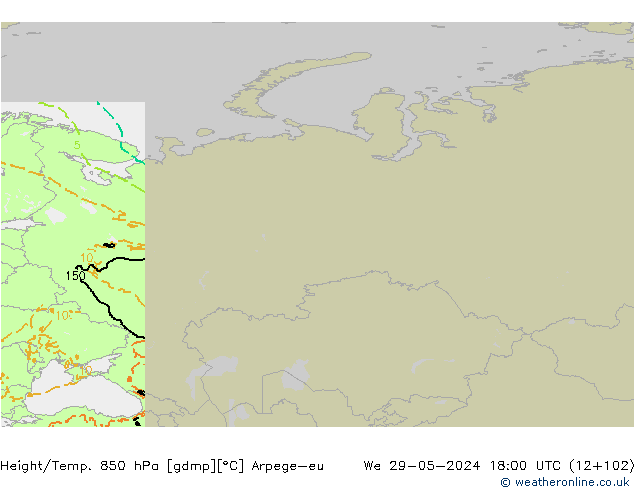 Height/Temp. 850 hPa Arpege-eu We 29.05.2024 18 UTC