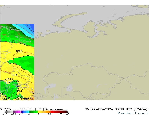 SLP/Temp. 850 hPa Arpege-eu mié 29.05.2024 00 UTC