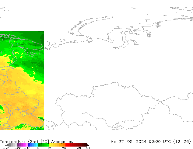 Temperatura (2m) Arpege-eu lun 27.05.2024 00 UTC