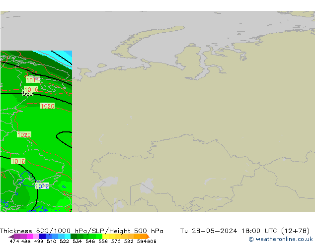 500-1000 hPa Kalınlığı Arpege-eu Sa 28.05.2024 18 UTC