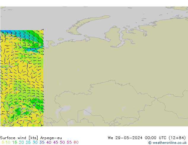 Surface wind Arpege-eu We 29.05.2024 00 UTC