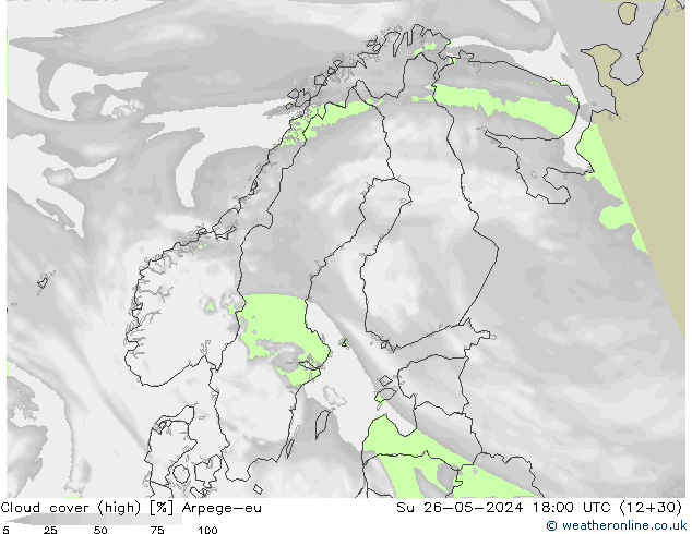 zachmurzenie (wysokie) Arpege-eu nie. 26.05.2024 18 UTC